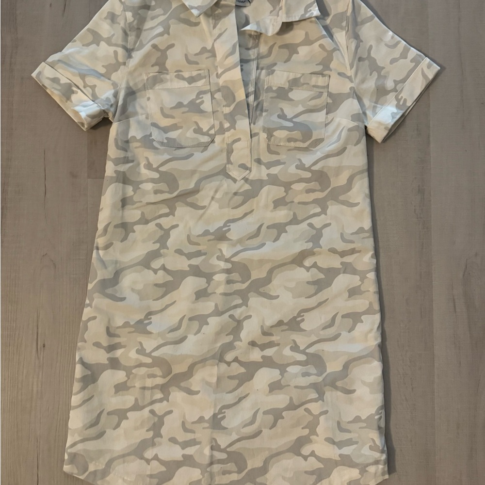 New - Vineyard Vines Margo‎ Utility Cream Camo Mini Dress - Picture 2 of 4